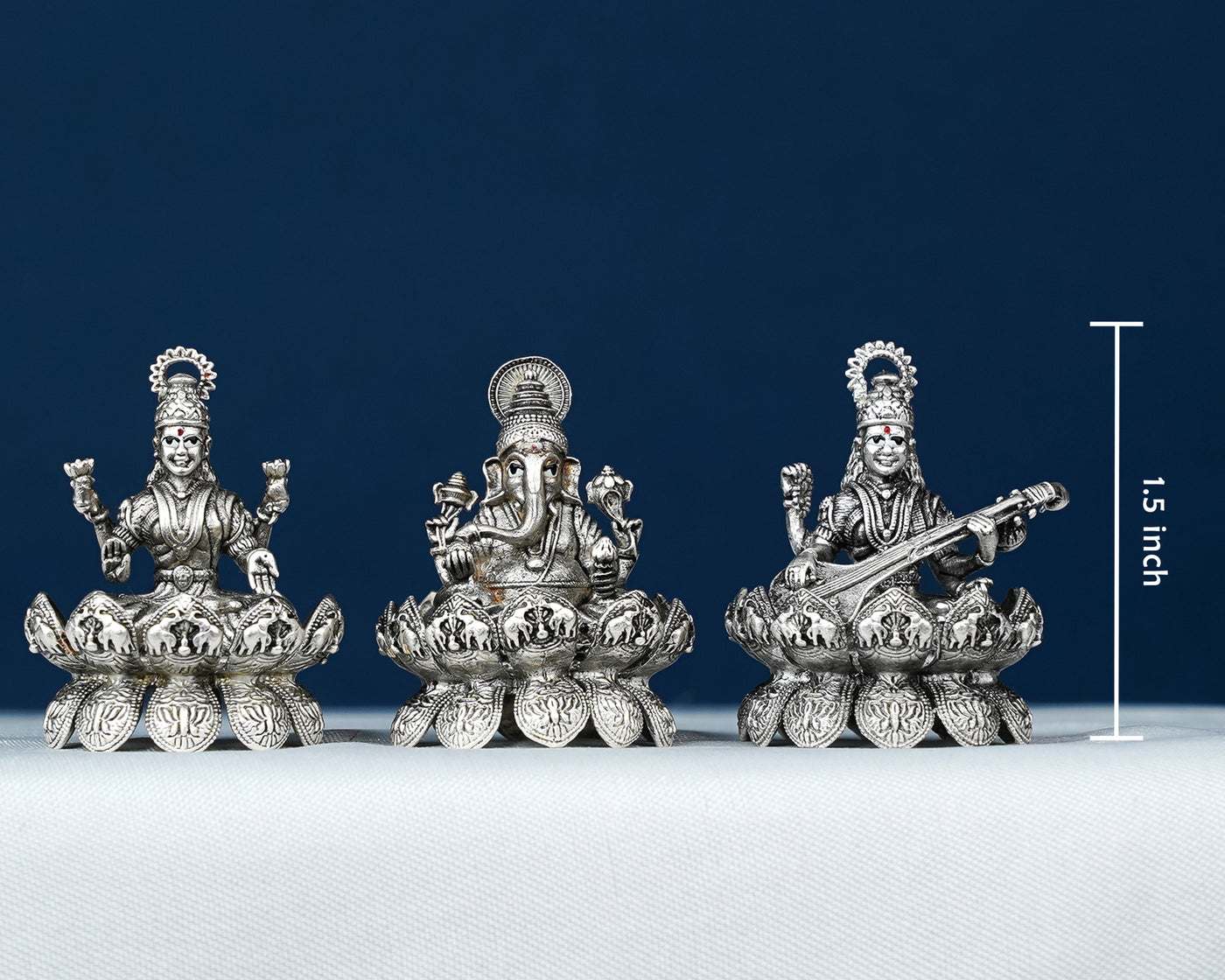 Ganesha-Lakshmi-Saraswathi-Silver-Idols-13