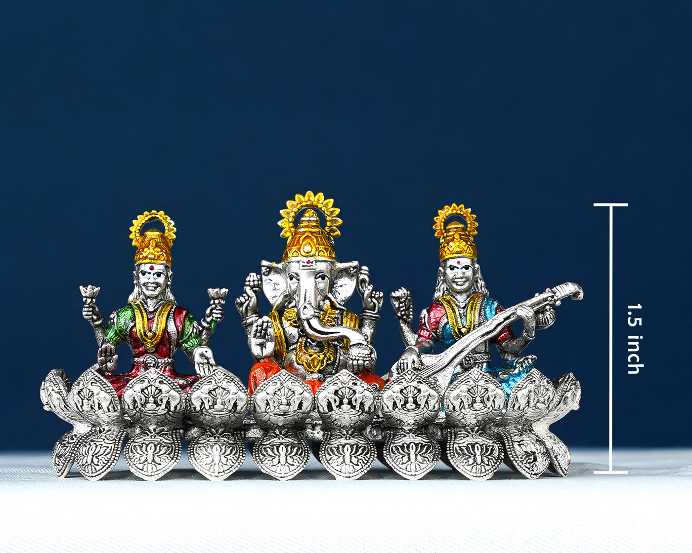 Ganesha-Lakshmi-Saraswathi-Silver-Idols-14