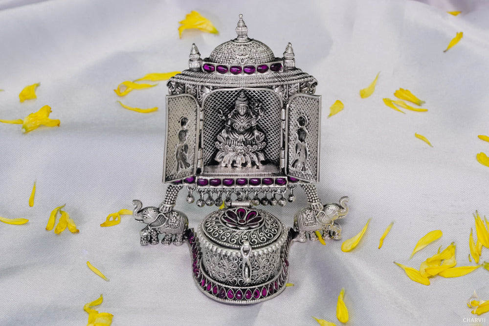 Purple stone decorated Lakshmi Kum Kum  box