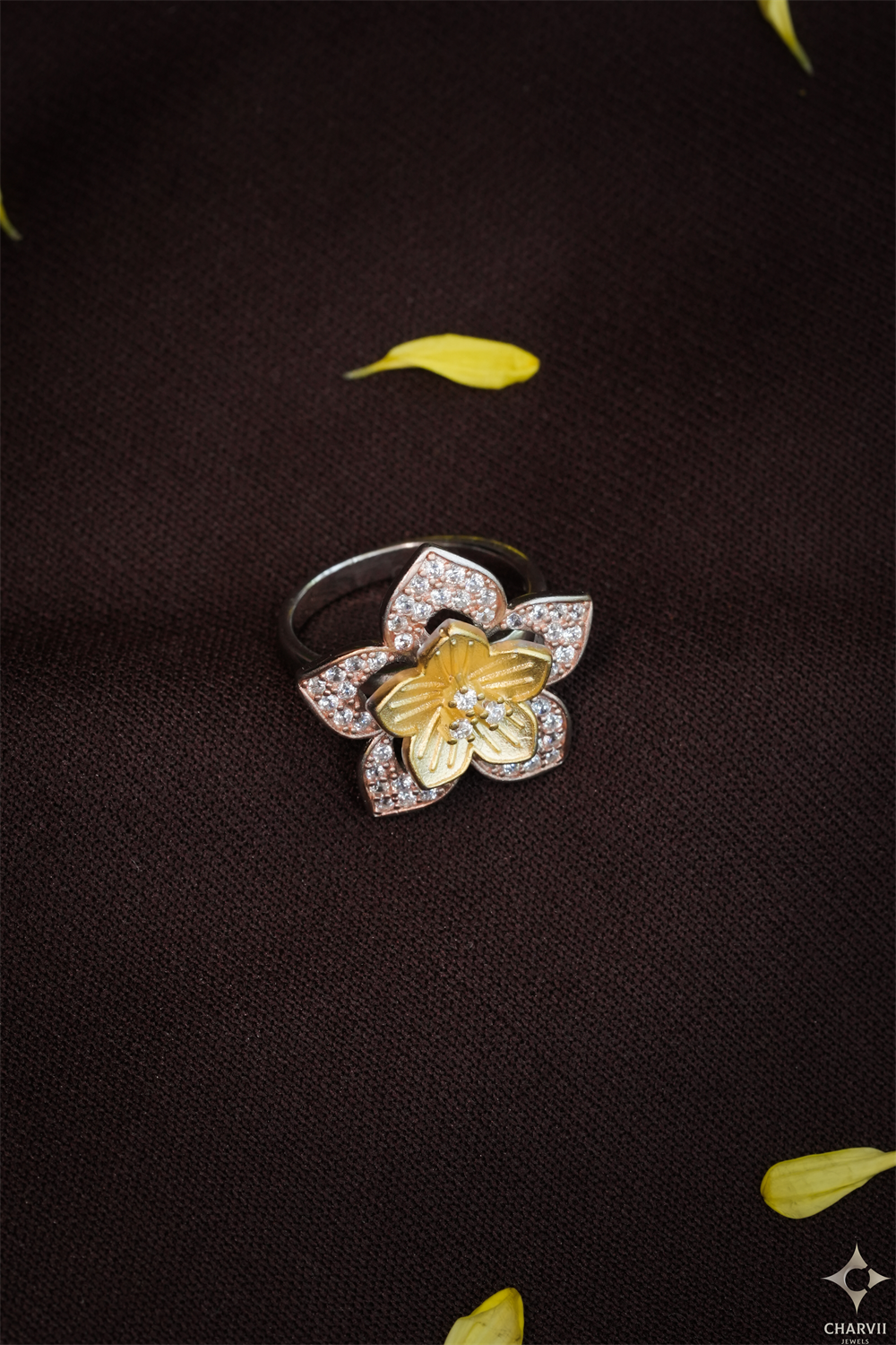 Two Tone Flower Ring SSR0027