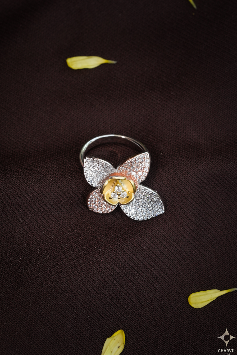 Two Tone Flower Ring SSR0038